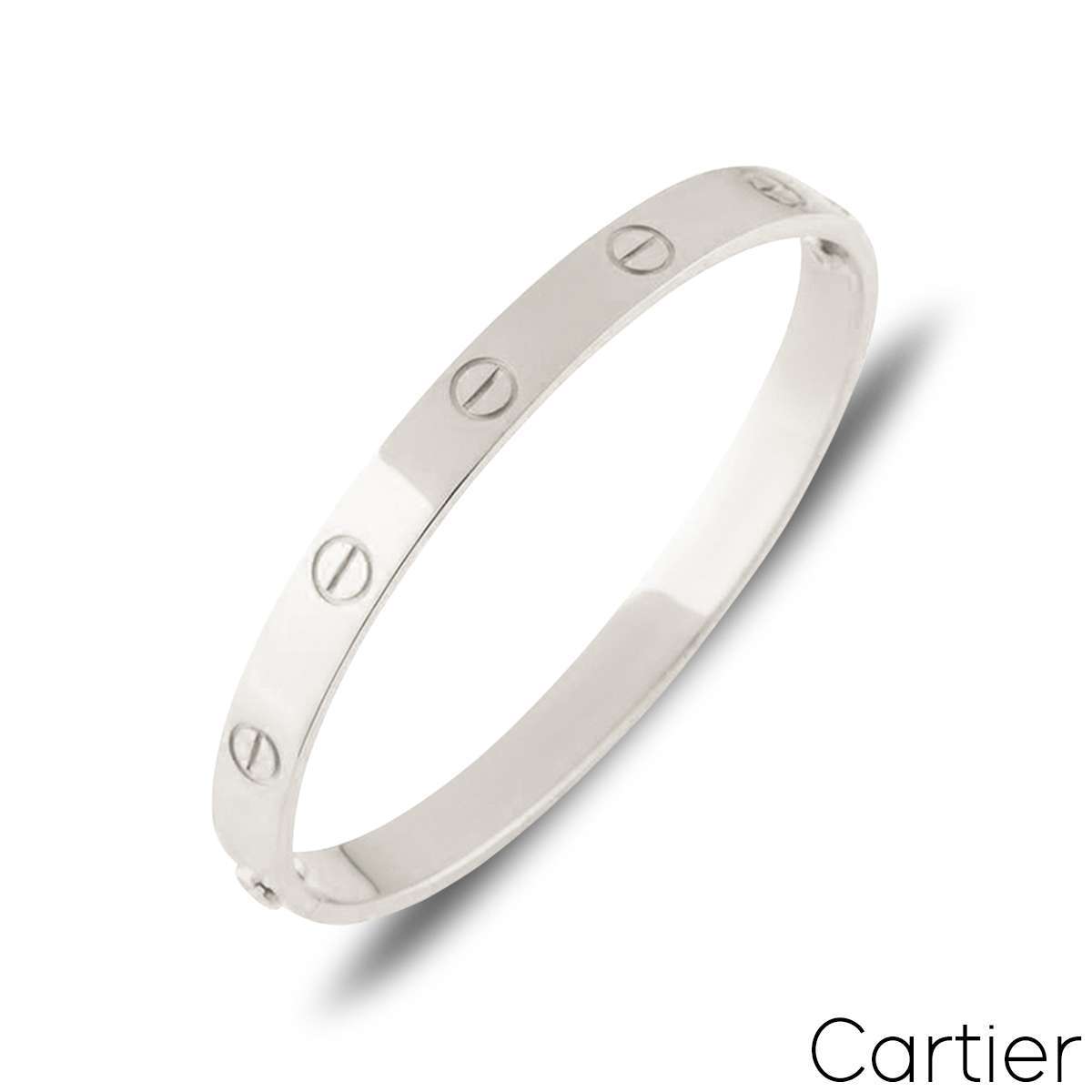 Cartier White Gold Plain Love Bracelet Size 19 B6035419